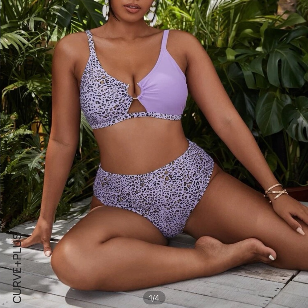 Leopard Purple Hight Waisted Bikini